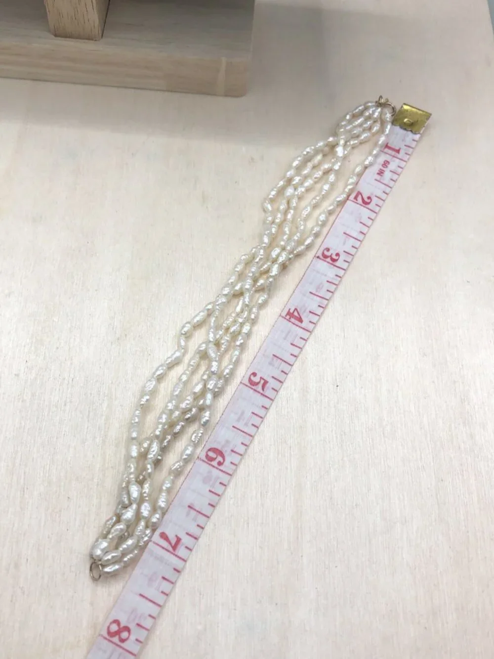 Vintage Genuine Rice Pearl Bracelet 14 K Gold Clasp 5 Strands Layers